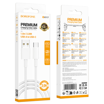 Borofone Kabel BX117 Source - USB na Type C - 1 metr biały