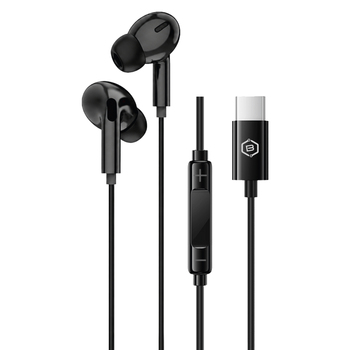 Blavec Słuchawki douszne BHS-01 z mikrofonem Typ C (DAC) (BHS01-B) czarne