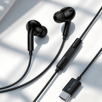 Blavec Słuchawki douszne BHS-01 z mikrofonem Typ C (DAC) (BHS01-B) czarne