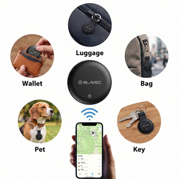 Blavec Lokalizator GPS Tag BTG-02 - Bluetooth Tracker Dual Apple & Android + etui brelok (BTBTG02-KB) czarny