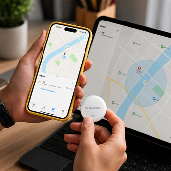 Blavec Lokalizator GPS Tag BTG-02 - Bluetooth Tracker Dual Apple & Android + etui brelok (BTBTG02-KW) biały