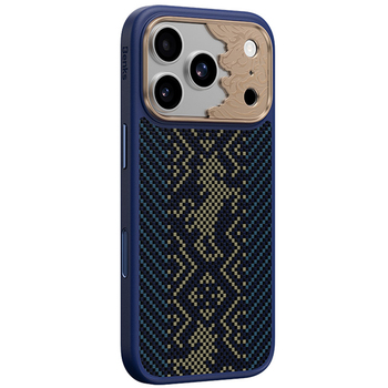 Benks Etui Magnetic Armor Pro Knight Kevlar Metal Frame (C.K.FL.AP.GD.BC73) do Iphone 18 Pro Max/17 Pro Max niebieski (Camera Control Button)