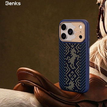 Benks Etui Magnetic Armor Pro Knight Kevlar Metal Frame (C.K.FL.AP.GD.BC73) do Iphone 18 Pro Max/17 Pro Max niebieski (Camera Control Button)