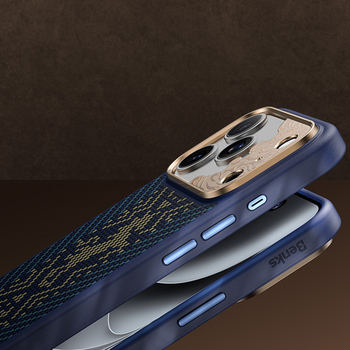 Benks Etui Magnetic Armor Pro Knight Kevlar Metal Frame (C.K.FL.AP.GD.BC73) do Iphone 18 Pro Max/17 Pro Max niebieski (Camera Control Button)