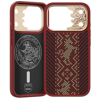 Benks Etui Magnetic Armor Pro Knight Kevlar Metal Frame (C.K.FL.AP.GD.BA72) do Iphone 18 Pro/17 Pro czerwony (Camera Control Button)