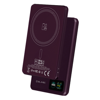 Blavec Power Bank 5000mAh BJ-03 Ultra Slim 7,8mm - Typ C - 22,5W magnetyczny indukcyjny Magsafe 3 w 1 (PBBJ03-MC5P) fioletowy aluminium
