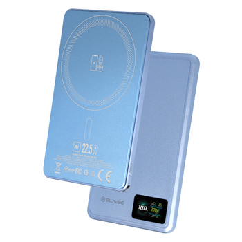 Blavec Power Bank 5000mAh BJ-03 Ultra Slim 7,8mm - Typ C - 22,5W magnetyczny indukcyjny Magsafe 3 w 1 (PBBJ03-MC5LB) jasnoniebieski aluminium