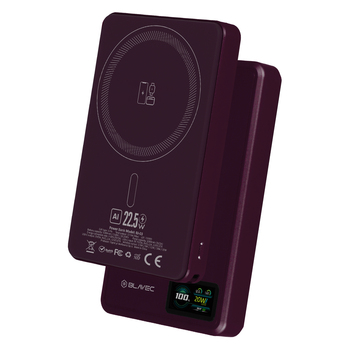 Blavec Power Bank 10000mAh BJ-03 Slim 13,5mm - Typ C - 22,5W magnetyczny indukcyjny Magsafe 3 w 1 (PBBJ03-MC10P) fioletowy aluminium