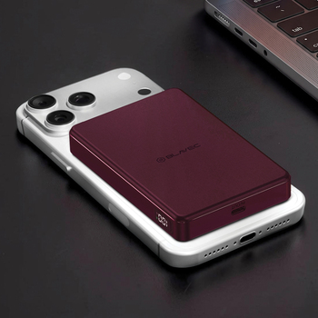 Blavec Power Bank 10000mAh BJ-05 Ultra Fast 16mm - Typ C - Qi2.2 25W + PD 45W magnetyczny indukcyjny Magsafe 2 w 1 (PBBJ05-QI22MC10P) fioletowy aluminiowy