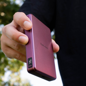 Blavec Power Bank 10000mAh BJ-05 Ultra Fast 16mm - Typ C - Qi2.2 25W + PD 45W magnetyczny indukcyjny Magsafe 2 w 1 (PBBJ05-QI22MC10P) fioletowy aluminiowy