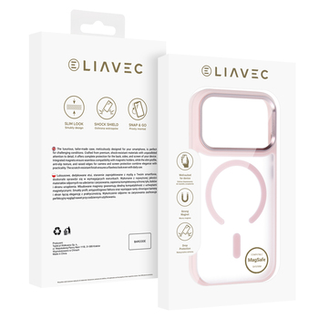 Liavec Cloudy Case with Metal Camera Frame do Iphone 18 Pro Max/17 Pro Max różowy (Camera Control Button)