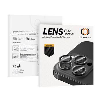 Hartowane szkło Tel Protect 3D Lens Aramid Series na aparat do Iphone 18 Pro/18 Pro Max (obiektyw 3 sztuki)