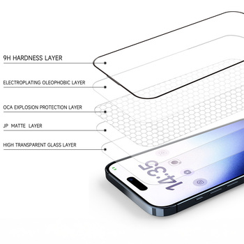 Hartowane szkło Tel Protect Full Glue 6D Matte do Iphone 18 Pro Max Max Czarne