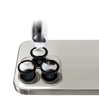 Hartowane szkło Tel Protect Titanium Lens 99% AR na aparat do Iphone 18 Pro/18 Pro Max czarne (obiektyw 3 sztuki)