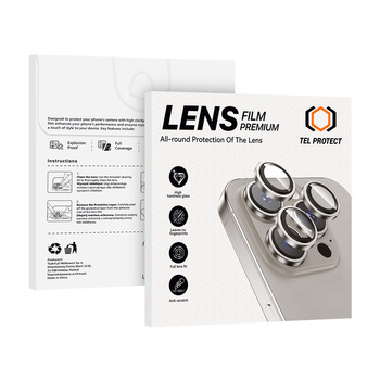 Hartowane szkło Tel Protect 3D Lens na aparat do Iphone 18 Pro/18 Pro Max czarne (obiektyw 3 sztuki)