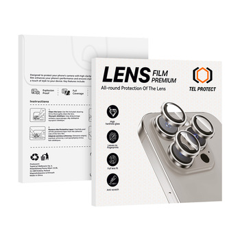 Hartowane szkło Tel Protect 3D Lens na aparat do Iphone 18 Pro/18 Pro Max fioletowe (obiektyw 3 sztuki)