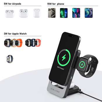 Blavec Induction charger BQI-05 Qi 15W magnetic Magsafe 3 in 1 UniCharge (BQI05-QIMS) silver (damaged packaging)