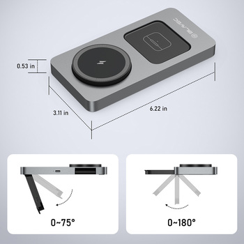 Blavec Induction charger BQI-05 Qi 15W magnetic Magsafe 3 in 1 UniCharge (BQI05-QIMS) silver (damaged packaging)