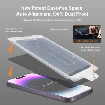 Hartowane szkło Full Glue Privacy Easy-Stick Box do IPHONE 17 PRO MAX/18 PRO MAX CZARNY