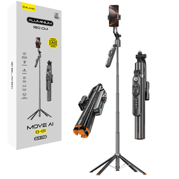 Blavec Selfie Stick Aluminium Move AI trcker Q-01 Auto pop tripod + remote control 1,80 metres with face tracking (SSAQ01-APTRB180) black (damaged packaging)