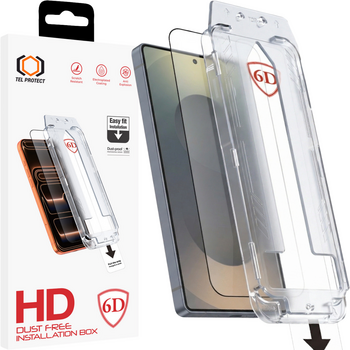 Tel Protect Dust-Free Easy Fit Full Glue 6D Tempered Glass for Samsung Galaxy S25 black (with fingerprint unlock) (damaged packaging)