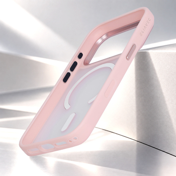 Liavec Cloudy Case with Metal Camera Frame do Iphone 18 Pro Max/17 Pro Max różowy (Camera Control Button)