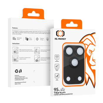 Tempered glass Tel Protect 95% AR+AF Full Metal Camera Protector on camera for Iphone 17 Pro Max black (camera island)