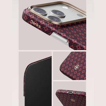 Benks Case Magnetic Armor Air Armor Grid Kevlar Metal Frame 600D (C.K.FL.AP.JX.0073) for iPhone 18 Pro Max/17 Pro Max burgundy