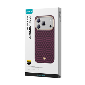 Benks Etui Magnetic Armor Air Armor Grid Kevlar Metal Frame 600D (C.K.FL.AP.JX.0072) do iPhone 18 Pro/17 Pro burgundowy