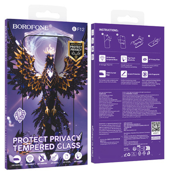 Borofone Hartowane szkło BF12 Armor Shield Full Screen Anti-spy do Iphone 15 Pro