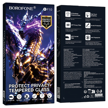 Borofone Hartowane szkło BF10 Armor Full Screen Anti-spy do Iphone 17e/16e/14/13/13 Pro - 10 sztuk