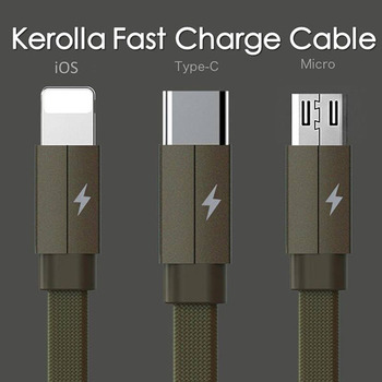REMAX Kabel Kerolla RC-094th 3 w 1 - USB na Micro USB, Typ C, Lightning - Zielony