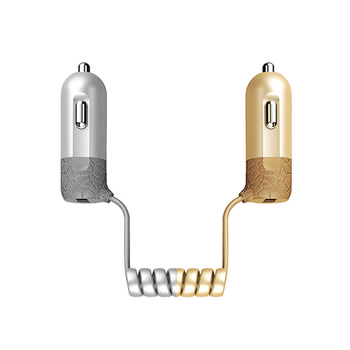 REMAX Car Charger RCC-103 Finchy - USB - 3,4A with Lightning + MicroUSB cable silver