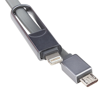 REMAX Car Charger RCC-103 Finchy - USB - 3,4A with Lightning + MicroUSB cable silver