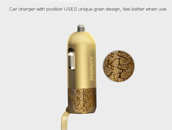 REMAX Car Charger RCC-103 Finchy - USB - 3,4A with Lightning + MicroUSB cable silver