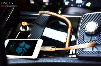 REMAX Car Charger RCC-103 Finchy - USB - 3,4A with Lightning + MicroUSB cable silver