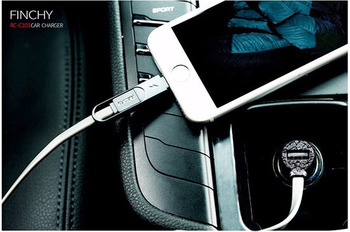 REMAX Car Charger RCC-103 Finchy - USB - 3,4A with Lightning + MicroUSB cable silver