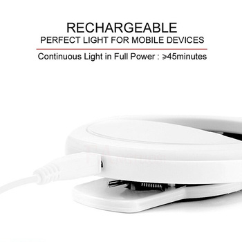 Lampa pierścieniowa do zdjęć selfie biała + kabel USB na Micro USB