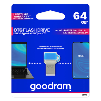 Pendrive GOODRAM ODD3 -  64GB USB 3.0 + Typ C OTG Niebieski