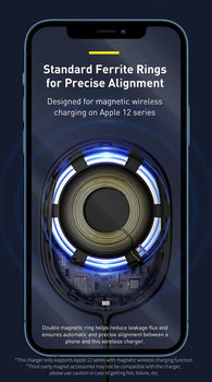 Baseus Ładowarka Indukcyjna LIGHT Magnetyczna Iphone 12 z kablem Typ C (WXQJ-02) Biała