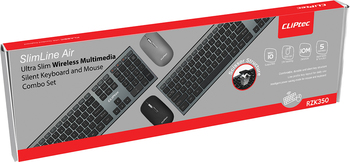 Cliptec Zestaw klawiatura multimedialna + mysz optyczna 1200DPI Slimline Air RZK350 bezprzewodowe szare