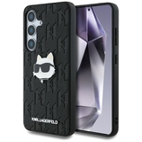 Oryginalne Etui KARL LAGERFELD Leather Monogram Pin Logo Choupette Head do Samsung Galaxy S25 czarny