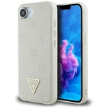 Oryginalne Etui GUESS Grained Hot Stamp Peony Triangle Logo MagSafe do Iphone 17e/16e beżowy