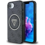 Oryginalne Etui GUESS IML Metal Glitter 4G Circle Triangle MagSafe do Iphone 17e/16e czarny