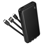 Borofone Power Bank 10000mAh BJ79 Clever - USB - z kablami Typ C i Lightning czarny