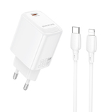 Borofone Ładowarka sieciowa BN28 Fuente - Typ C - PD 30W z kablem Typ C na Lightning biała