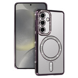Bling Magsafe Case do Samsung Galaxy S25 FE fioletowy