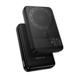 Borofone Power Bank 10000mAh BJ82A Dawn - USB + Typ C - PD 20W magnetyczny z ładowaniem indukcyjnym czarny