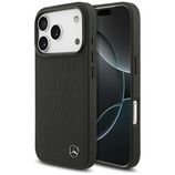 Original Case MERCEDES Leather Large Laurel Leave MagSafe for Iphone 17 Pro black