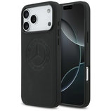 Original Case MERCEDES Leather Vintage Logo MagSafe for Iphone 17 Pro Max black